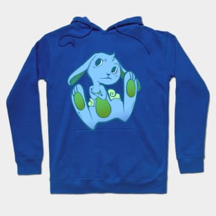 Fussy Bunny in Blue on Blue Hoodie
